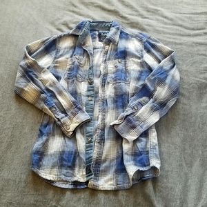 Rumors Original Boys Size Small Blue Plaid Button down shirt